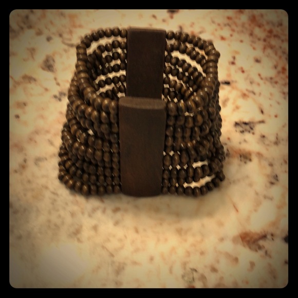 Brown bead cuff bracelet - Picture 1 of 3